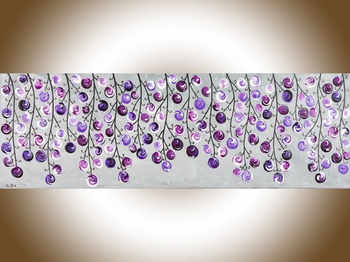 Well Known Purple Wall Art Throughout Lavender Waveqiqigallery 36 X 12 Original Colorful Abstract (View 11 of 15)