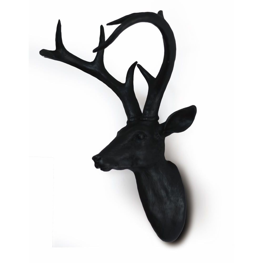 Well Known Stag Head Wall Art Intended For Black Wall Mounted Deer Stag Head Wall Art Hanging Decoration (View 6 of 15)