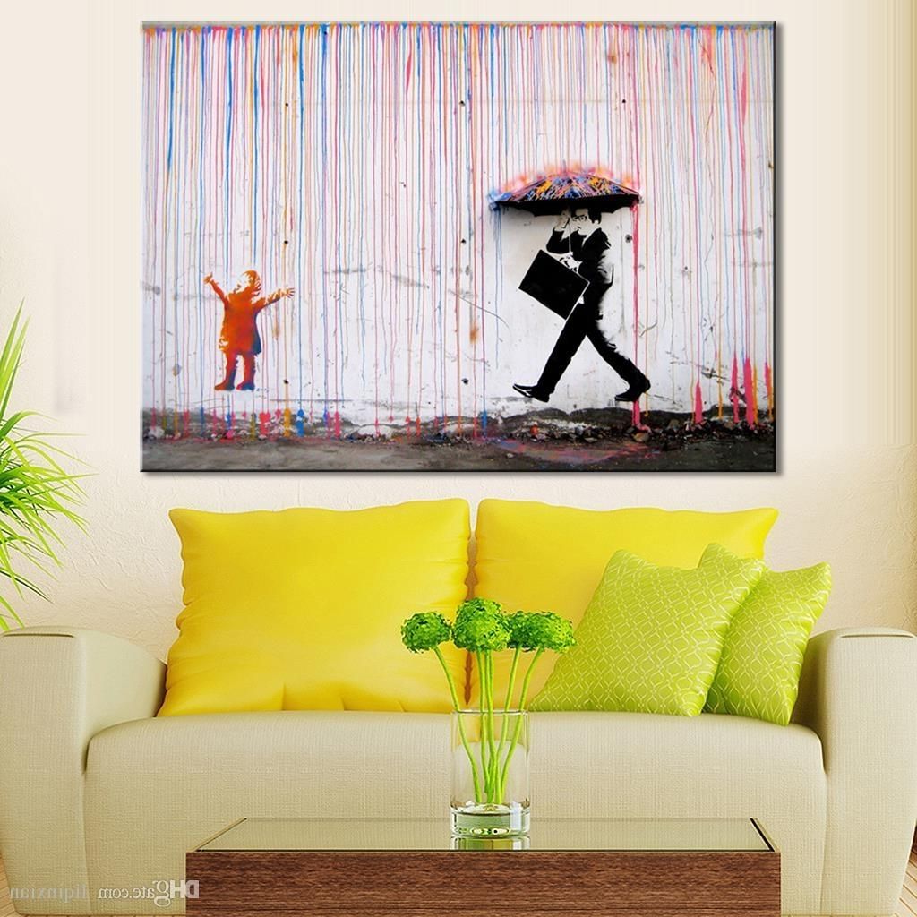 Well Liked 2018 Banksy Art Life Colorful Rain Living Room Abstract Figure Oil Inside Abstract Wall Art Living Room (View 1 of 15)