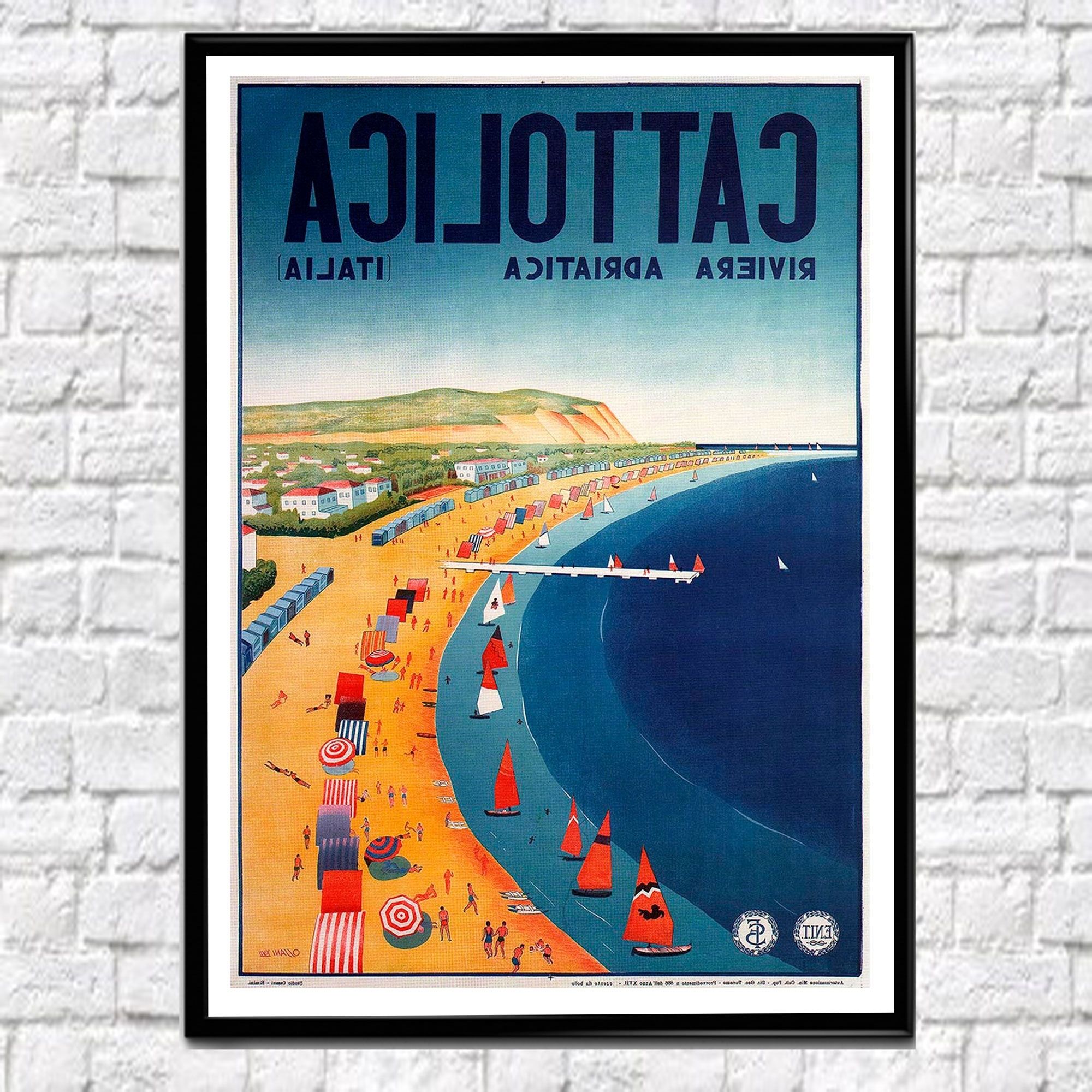Well Liked Cattolica Travel Poster Adriatic Poster 1939 Travel Wall Art Within Italian Travel Wall Art (View 1 of 15)