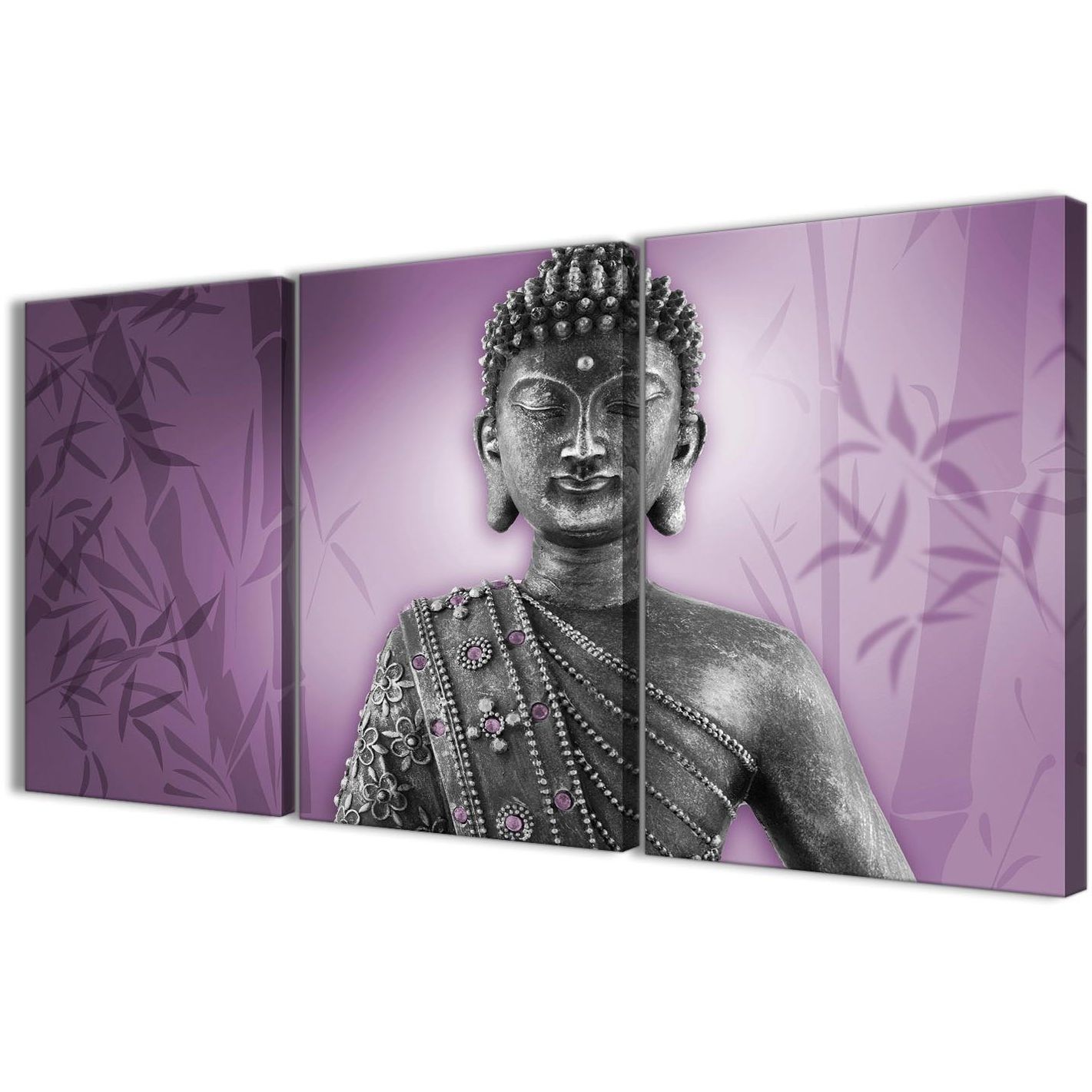 Well Liked Purple And Grey Silver Canvas Art Prints Of Buddha – Multi Set Of With Silver Buddha Wall Art (View 14 of 15)