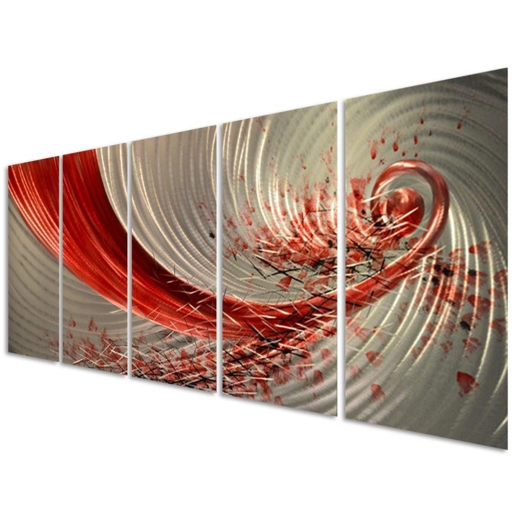 Widely Used Amazon: Pure Art Red Explosion Metal Wall Art – Large Abstract With Regard To Abstract Kitchen Wall Art (View 15 of 15)