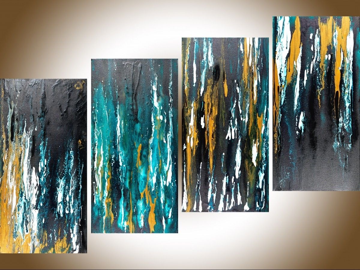 Widely Used Meteor Shower Iiqiqigallery 48"x24" Original Modern Abstract Within Blue Canvas Abstract Wall Art (View 8 of 15)