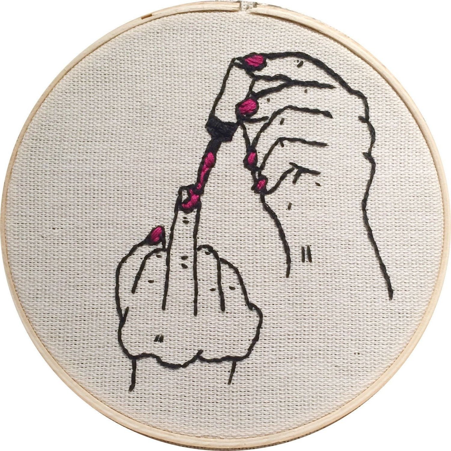 Widely Used Middle Finger Embroidery Hoop / Feminist Embroidery / Femme Power With Regard To Feminist Wall Art (View 10 of 15)