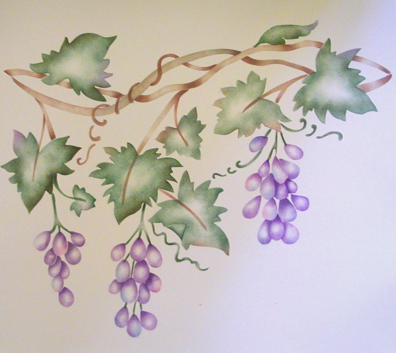 Widely Used Stencil Grape Vine Border Wall Stencil Painting Stencil Throughout Grape Vineyard Wall Art (View 9 of 15)