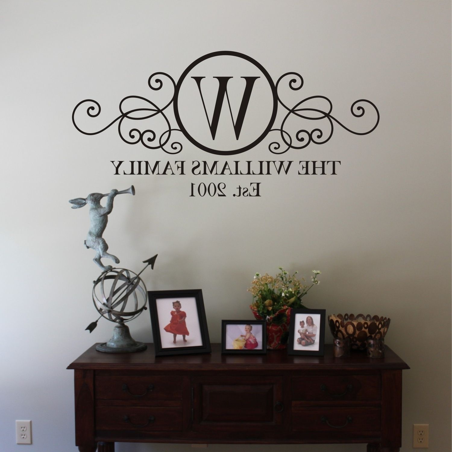 Widely Used Swirly Circle Family Monogram Vinyl Wall Decal (m 010) (View 12 of 15)