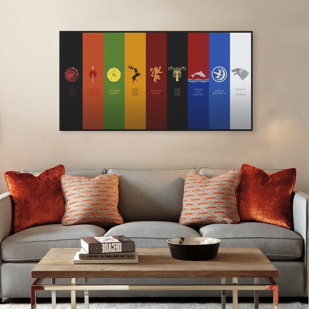 Widely Used Wall Art For Game Room Inside Game Of Thrones Logo Flag Movie Tv Animals Canvas Art Print Poster (View 12 of 15)