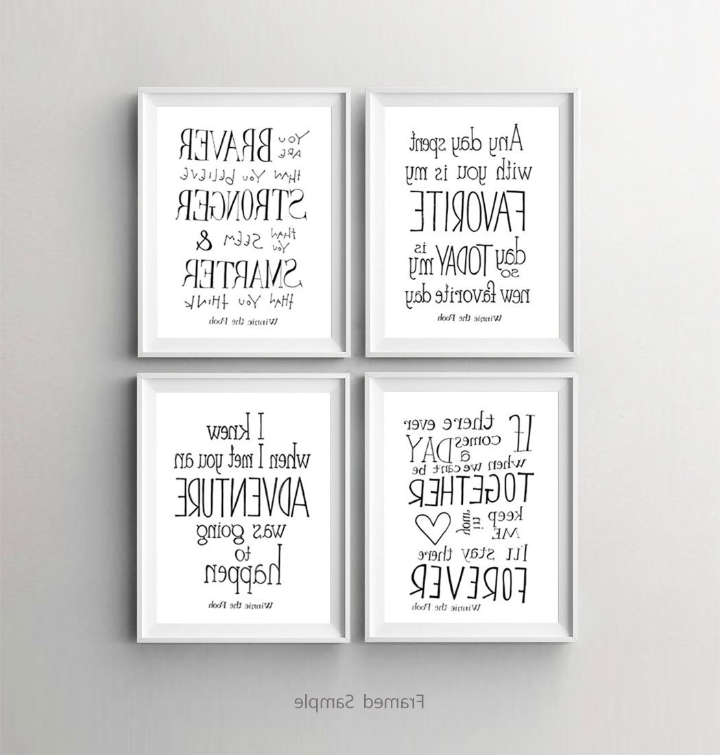 Winnie The Pooh Disney Movie Quote Poster Set Of 4, Nursery Art Pertaining To Most Up To Date Winnie The Pooh Nursery Quotes Wall Art (View 14 of 15)