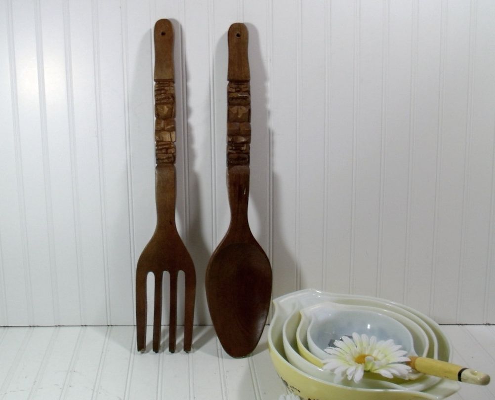 Wooden Fork And Spoon Wall Art Intended For Preferred Oversized Spoon And Fork Wall Decor (View 5 of 15)