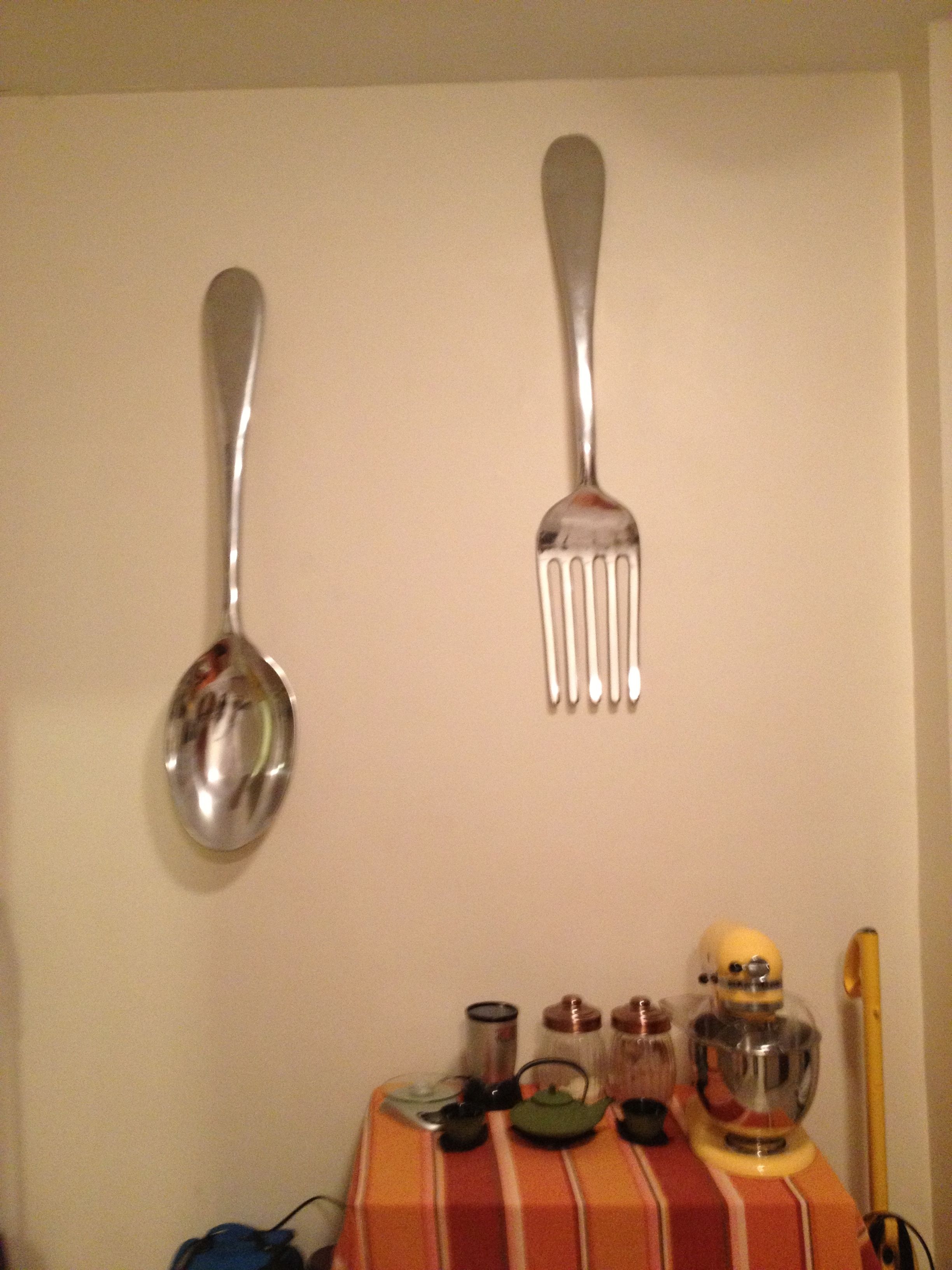 Wooden Fork And Spoon Wall Art Regarding Most Popular Giant Spoon And Fork Wall Decor • Walls Decor (View 1 of 15)