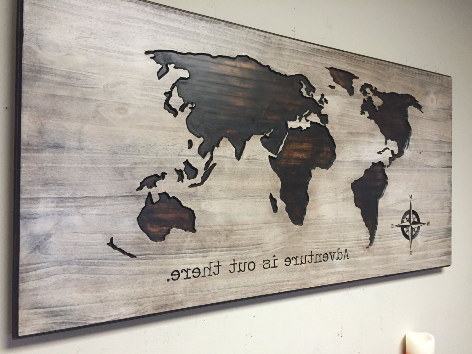 Wooden World Map Wall Art Pertaining To Trendy Nursery Decor Idea, Wood Wall Art, World Map, Wooden Map, Rustic (View 11 of 15)