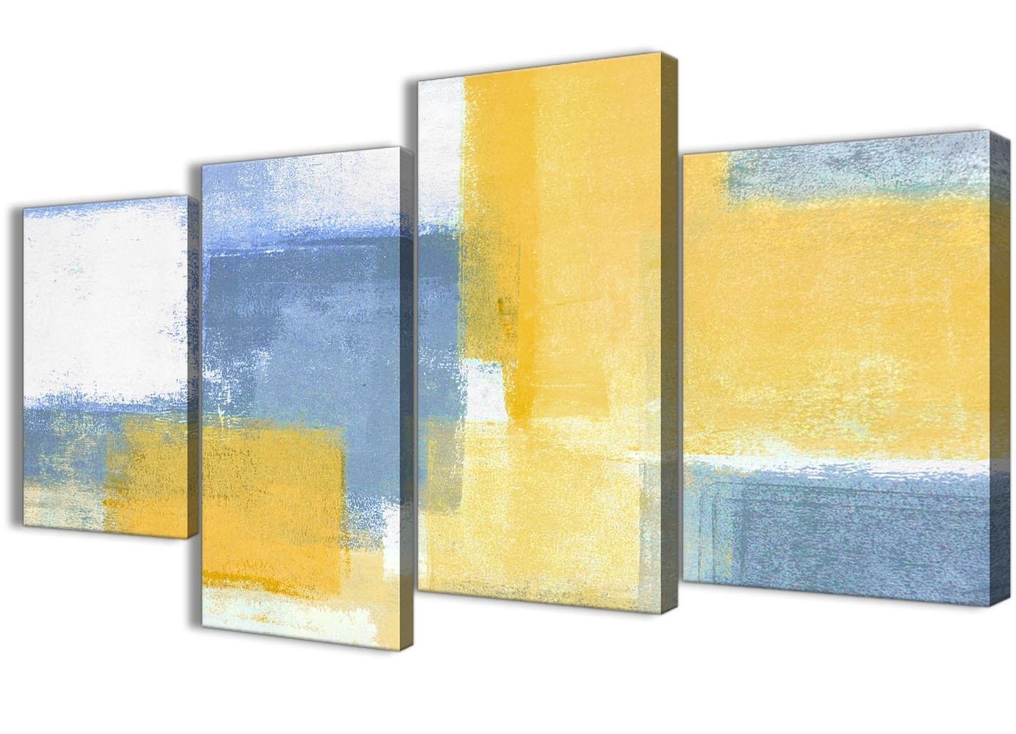 Yellow And Blue Wall Art Inside Most Up To Date Large Mustard Yellow Blue Abstract Living Room Canvas Pictures (View 6 of 15)