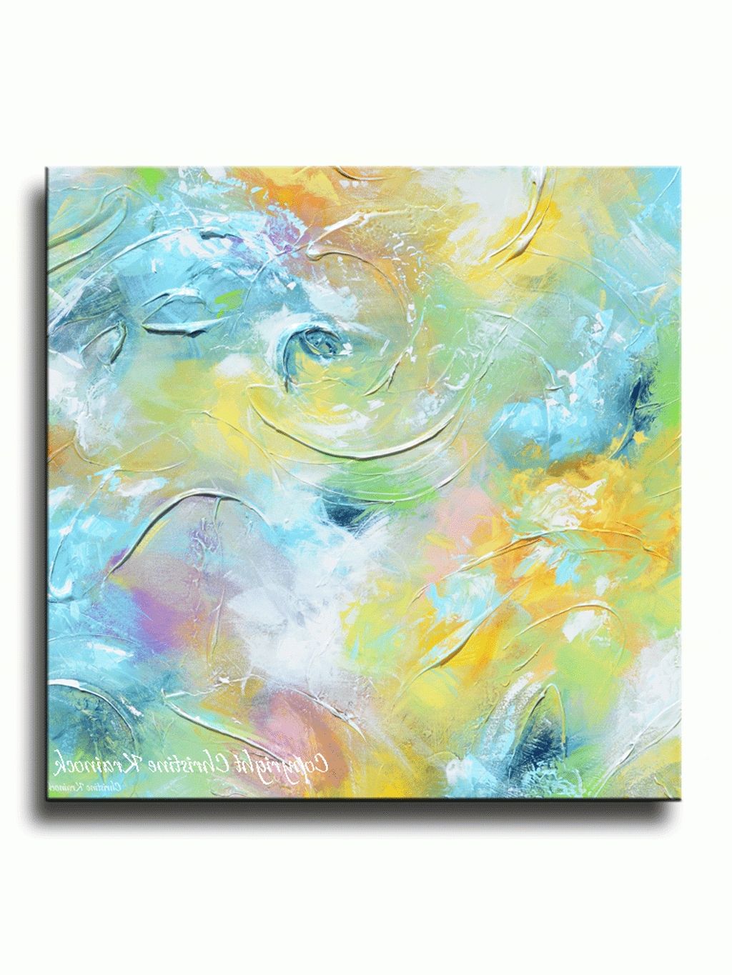 Yellow And Green Wall Art With Regard To Most Recently Released Giclee Print Art Abstract Painting Aqua Blue White Moderncoastal (View 1 of 15)