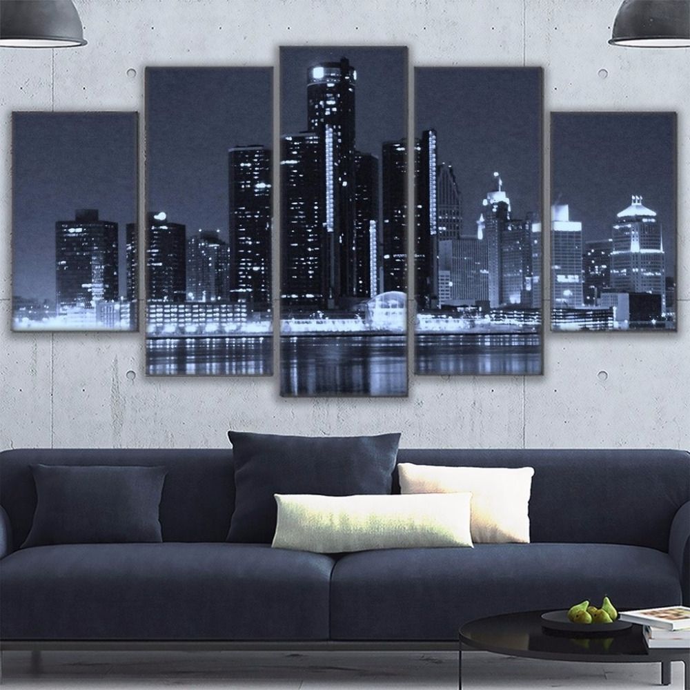 2017 Houston Canvas Wall Art Regarding Canvas Painting Frame Wall Art For Living Room Decor 5 Pieces (View 11 of 15)