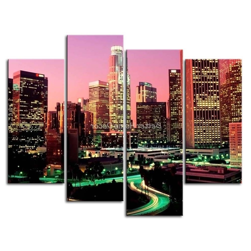3 Piece Wall Art Painting Los Angeles With Nice Night Scene Print Regarding Well Liked Los Angeles Canvas Wall Art (View 2 of 15)