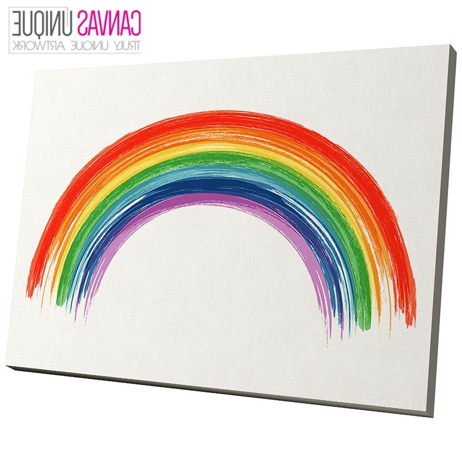 Ab965 Painted Rainbow Kids Abstract Canvas Wall Art Framed Picture Within Most Current Rainbow Canvas Wall Art (View 3 of 15)