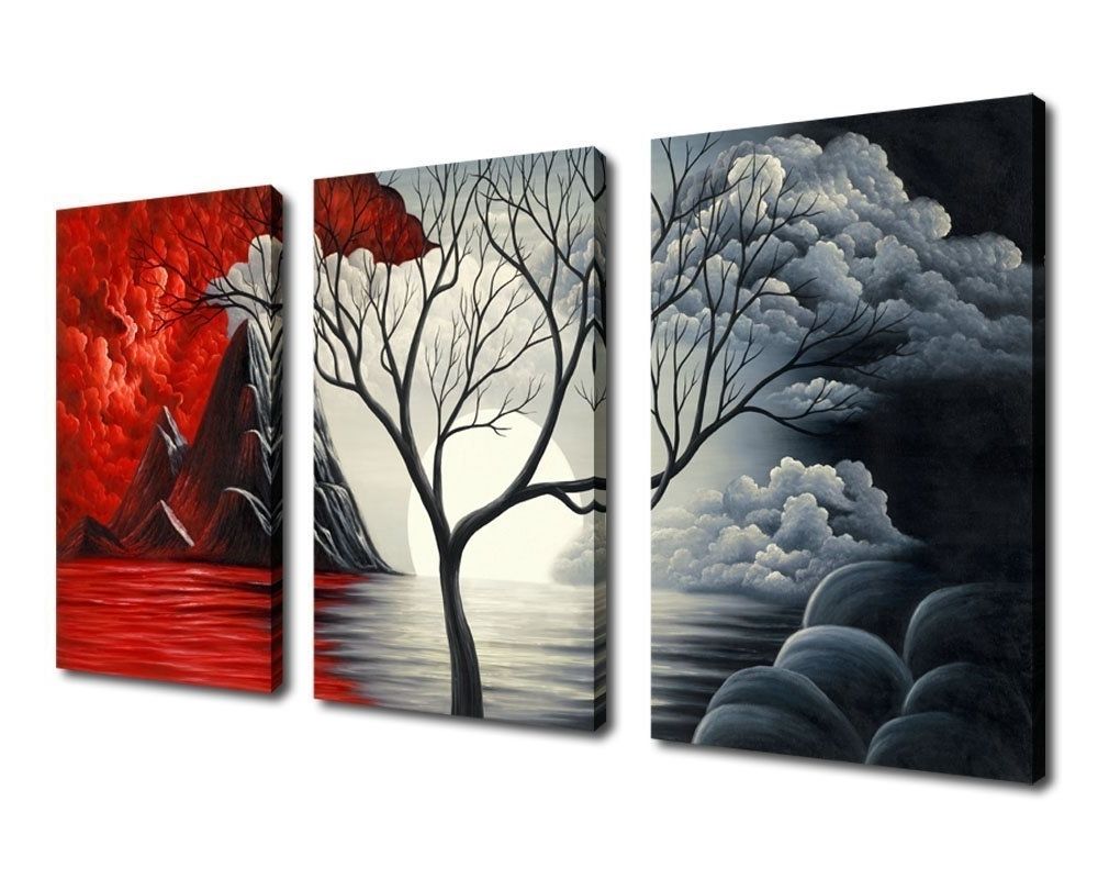 Amazon: Extra Large Cloud Tree Abstract Painting Canvas Prints Within Well Known Framed Art Prints Sets (View 8 of 15)