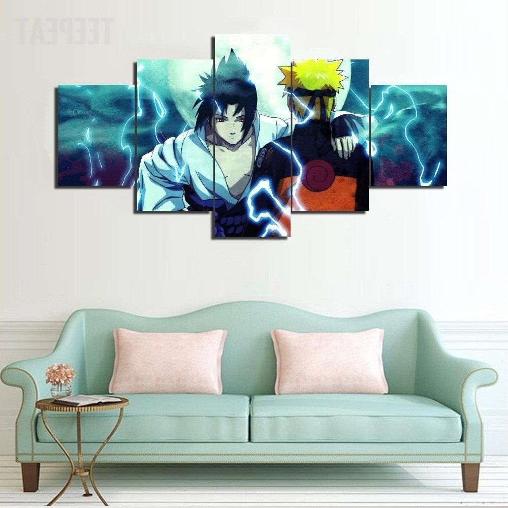 Anime Canvas Wall Art With Regard To Newest Naruto And Sasuke Painting – 5 Piece Canvas #prints #prntable (View 7 of 15)