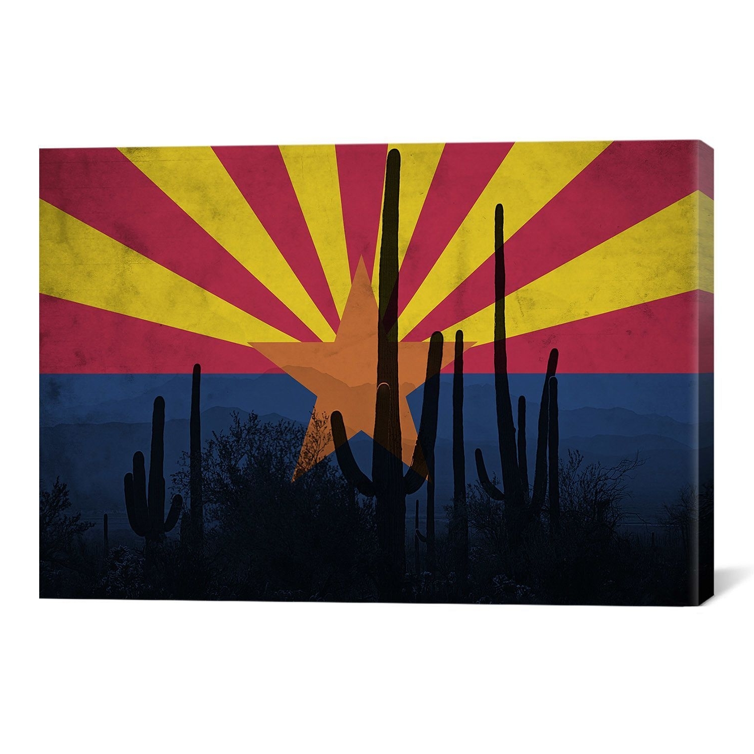 Arizona Flag, Cactus Grunge Graphic Art On Canvas (View 15 of 15)