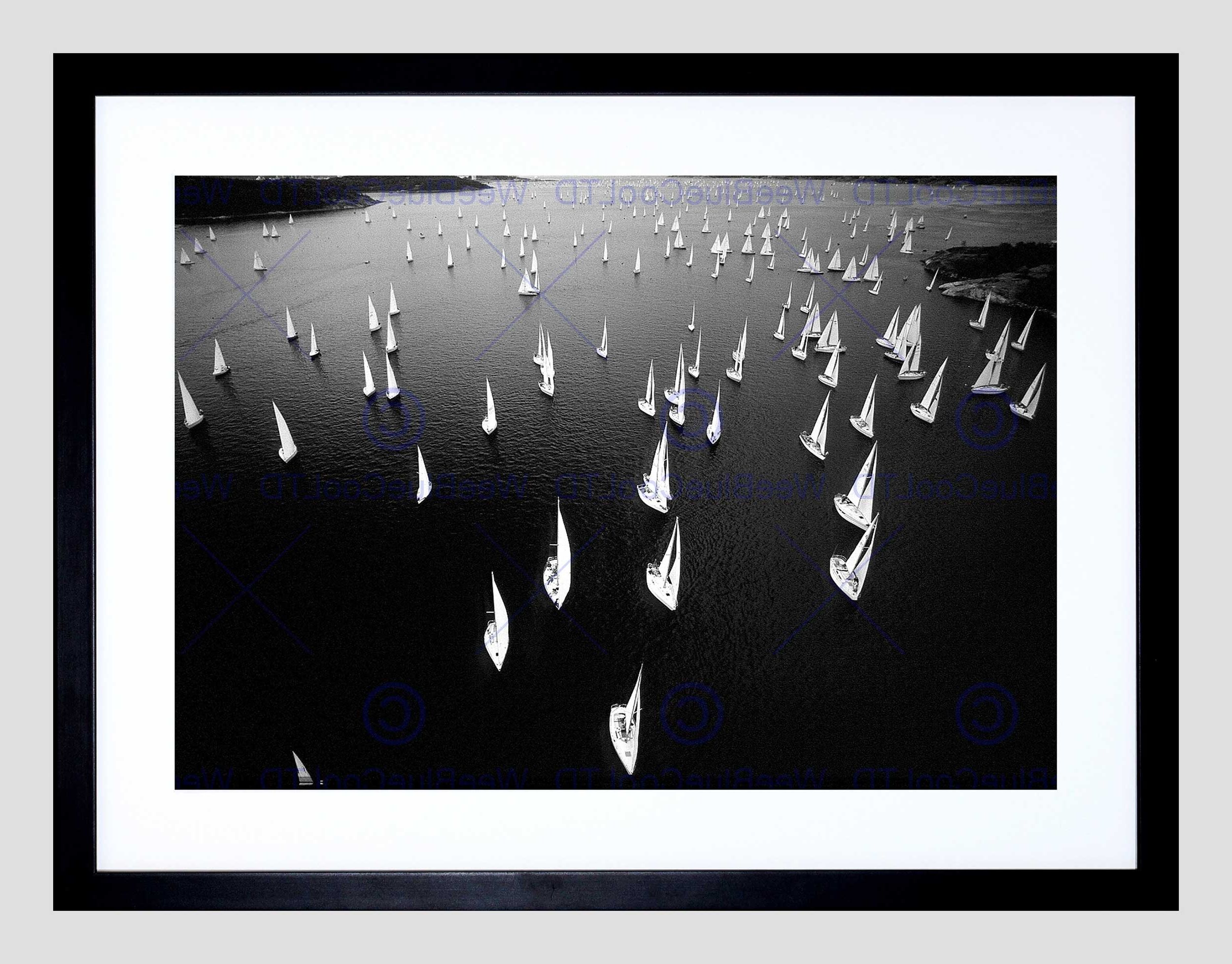 Black And White Framed Art Prints Intended For Famous Black White Sail Boat Race Sea Black Frame Framed Art Print (View 4 of 15)