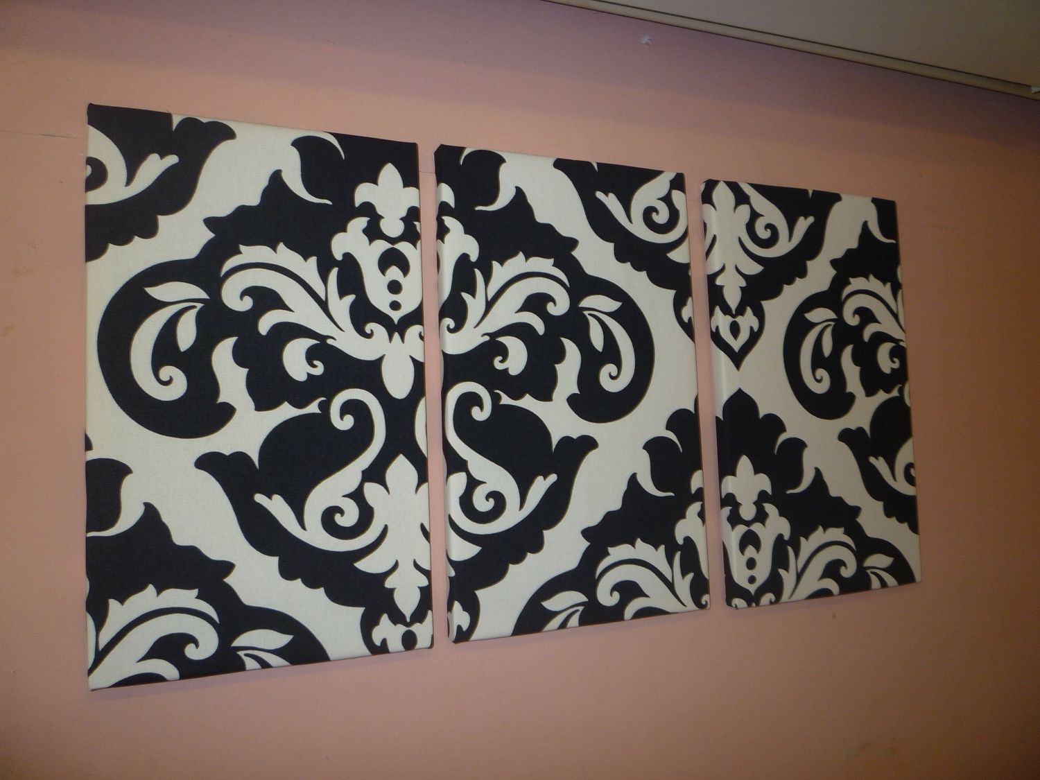 Black White Damask Fabric Wall Art Funky Retro Wickedwalls – Dma With Regard To Newest Black And White Fabric Wall Art (View 1 of 15)