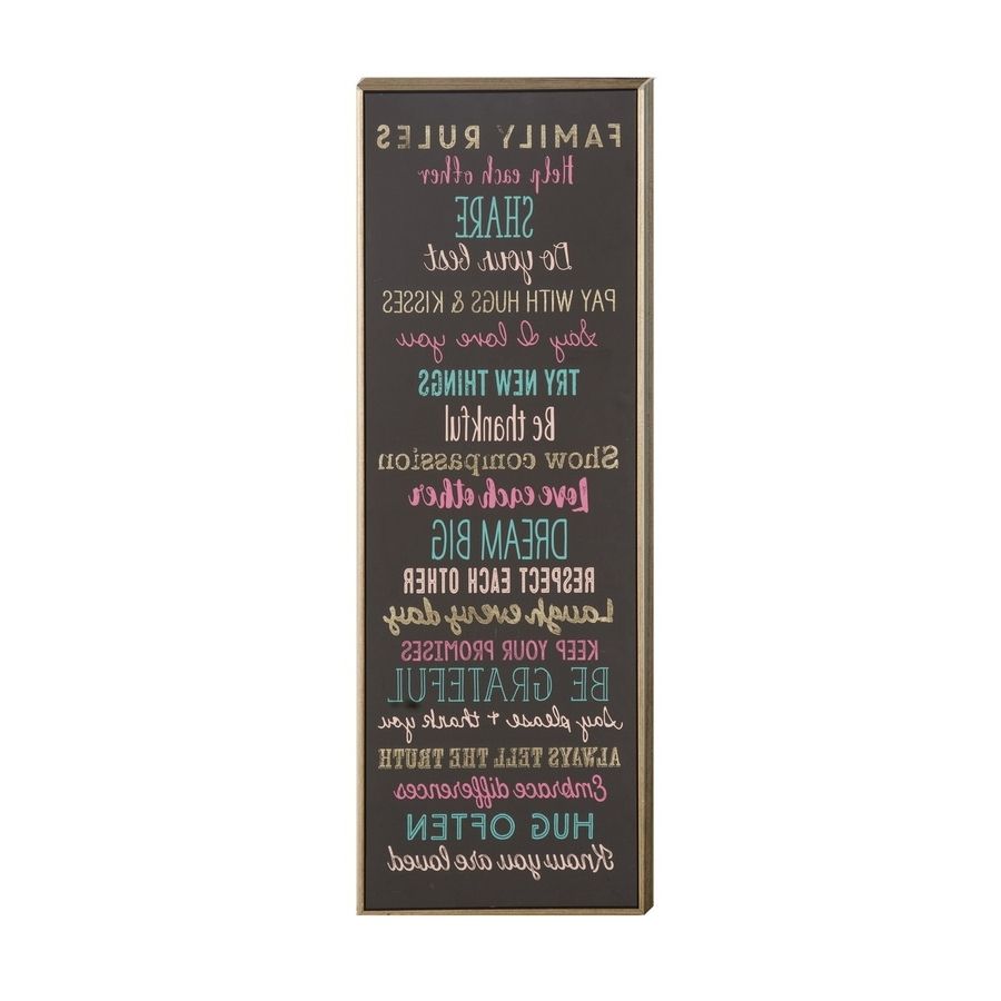 Canvas Wall Art Family Rules Throughout Trendy Shop 12 In W X 36 In H Framed Family Rules Print At Lowes (View 11 of 15)