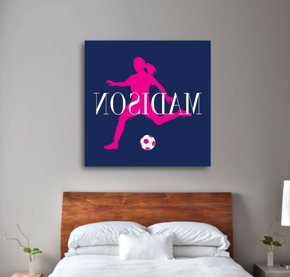 Canvas Wall Art For Dorm Rooms In Widely Used Personalized Soccer Player Silhouette Gallery Wrapped Canvas For (View 7 of 15)