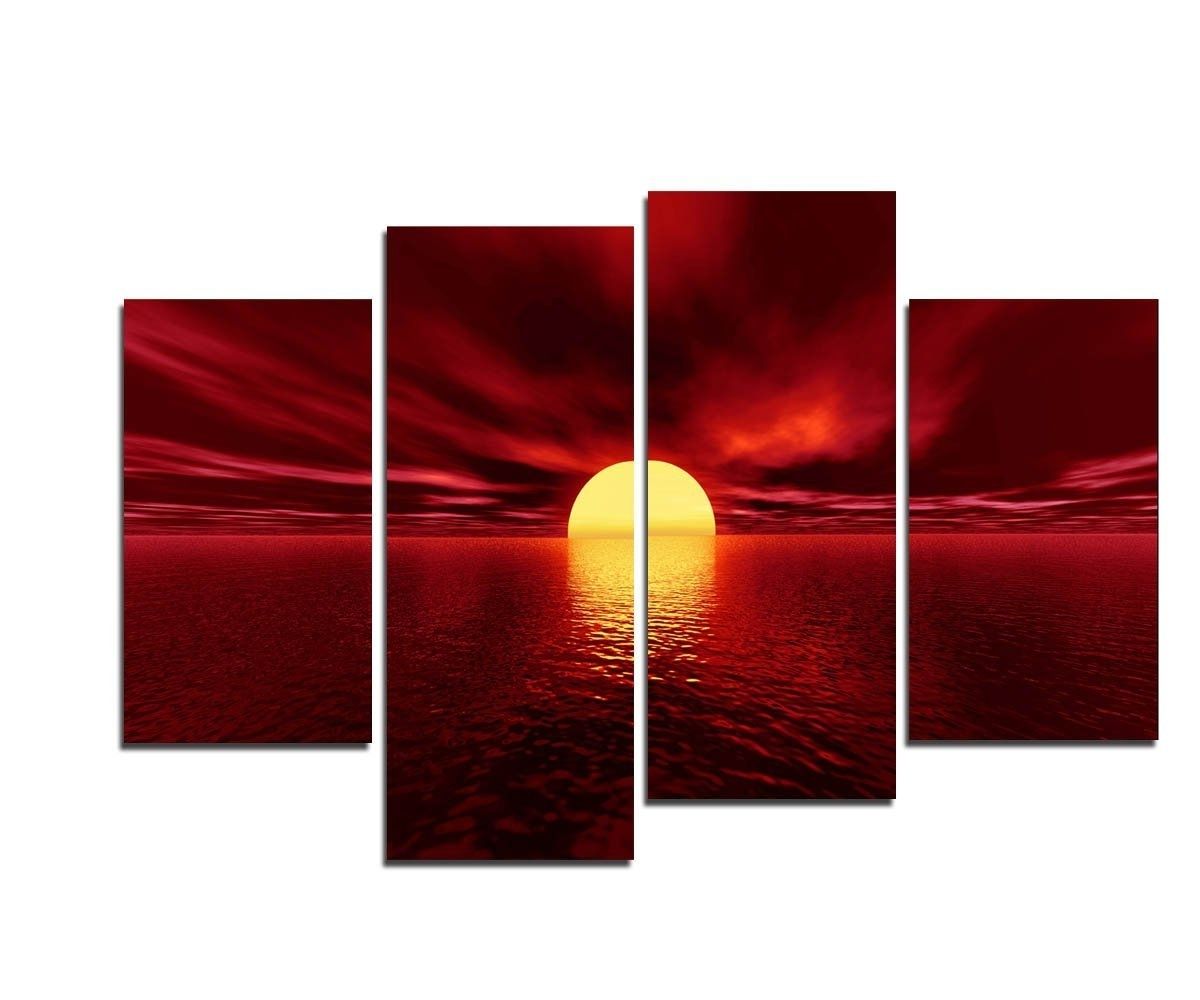 Canvas Wall Art In Red For Widely Used Amazon: Wieco Art – Giclee Canvas Prints Wall Art Red Sea (View 1 of 15)