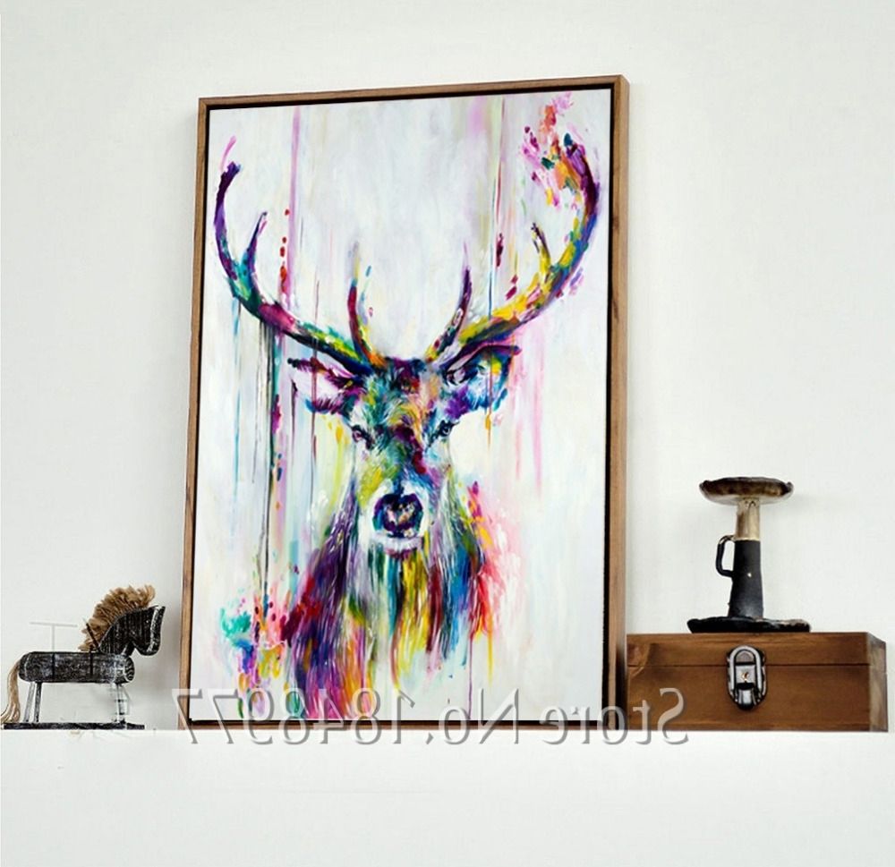 Cuadros Decoracion Oil Painting On Canvas Wall Pictures Deer Wall Regarding Recent Deer Canvas Wall Art (View 11 of 15)