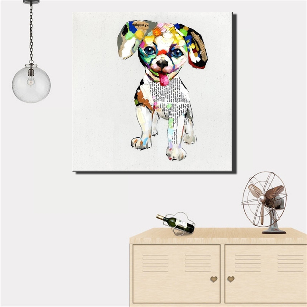 Dogs Canvas Wall Art With Most Recently Released Aliexpress : Buy Large Size 70x70cm Abstract Dogs Canvas (View 13 of 15)