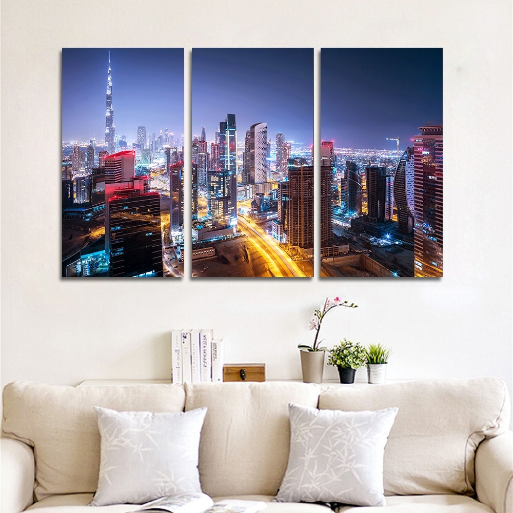 Dubai Canvas Wall Art Throughout Best And Newest Canvas Wall Art Pictures Home Decor Frame 3 Pieces Dubai City (View 4 of 15)