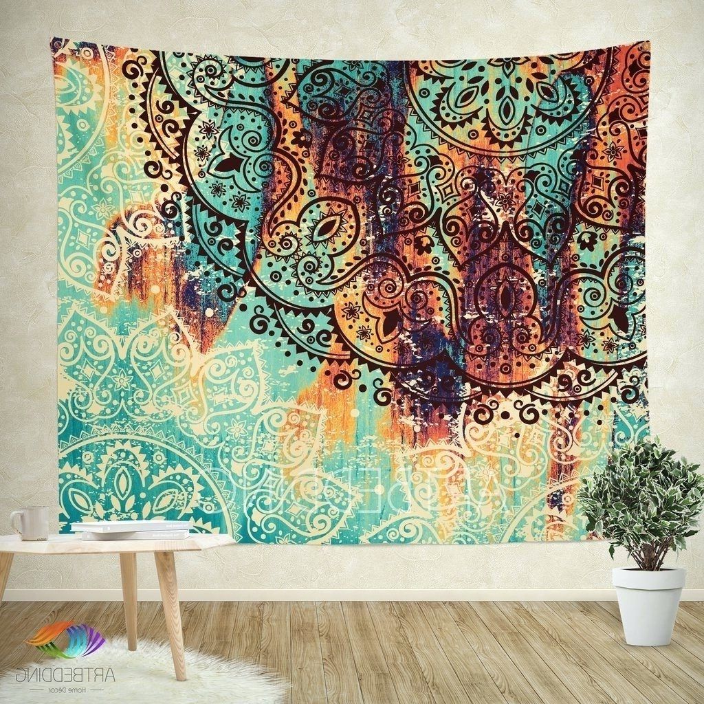 Fabric Wall Hangings Art Within 2018 Wall Arts ~ Cozy Fabric Wall Hangings For Living Room Mandala (View 5 of 15)