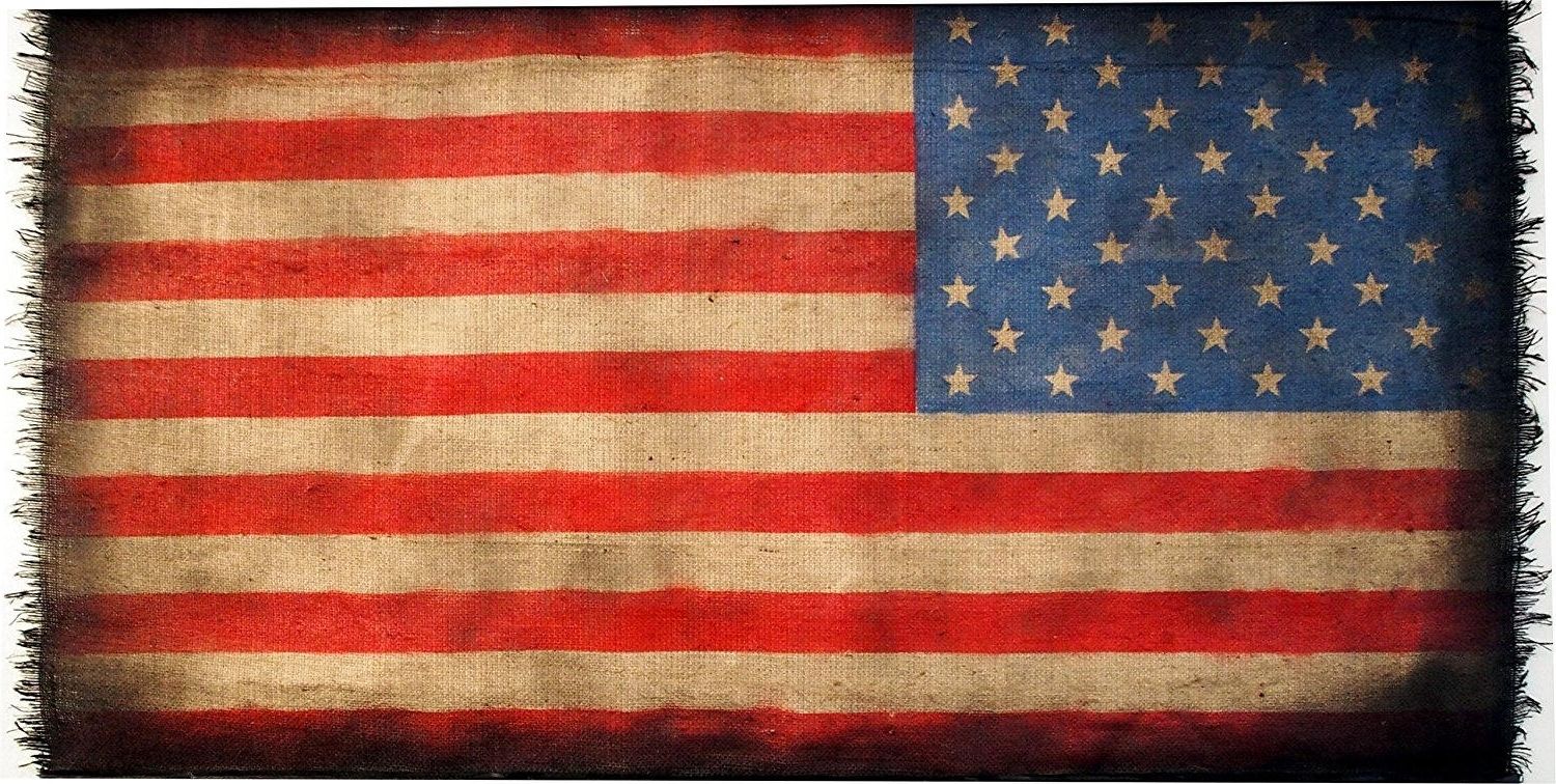 Famous American Flag Rustic Wall Decor Made Of Worn Out Burlap (View 1 of 15)