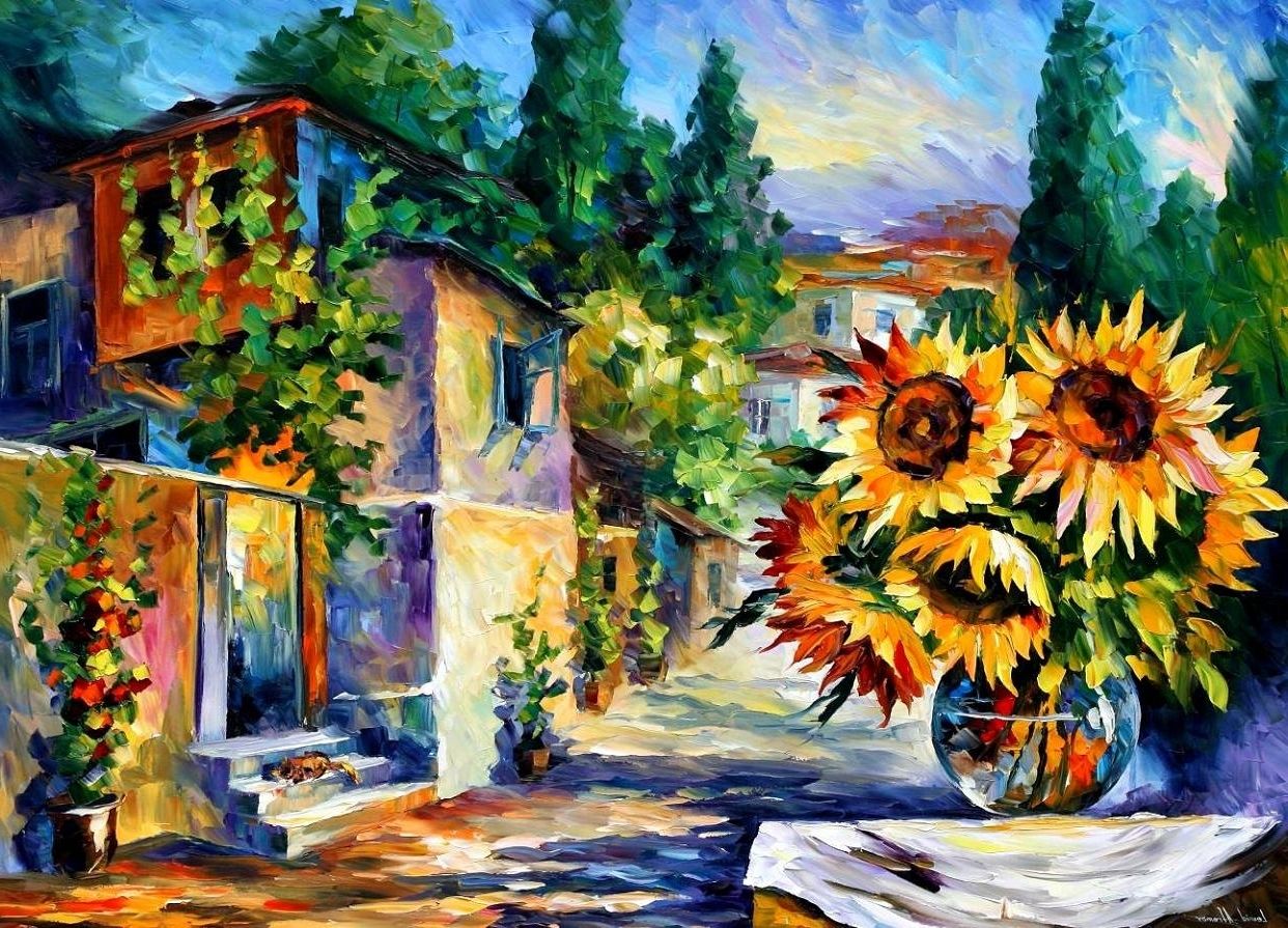 Famous Greece Canvas Wall Art Throughout Greek Noon — Palette Knife Oil Painting On Canvasleonid (View 8 of 15)
