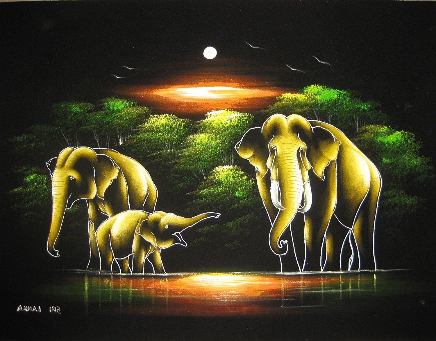 Fashionable Amazon: Sri Lankan Wild Elephants In The Lake Velvet Fabric In Elephant Fabric Wall Art (View 3 of 15)