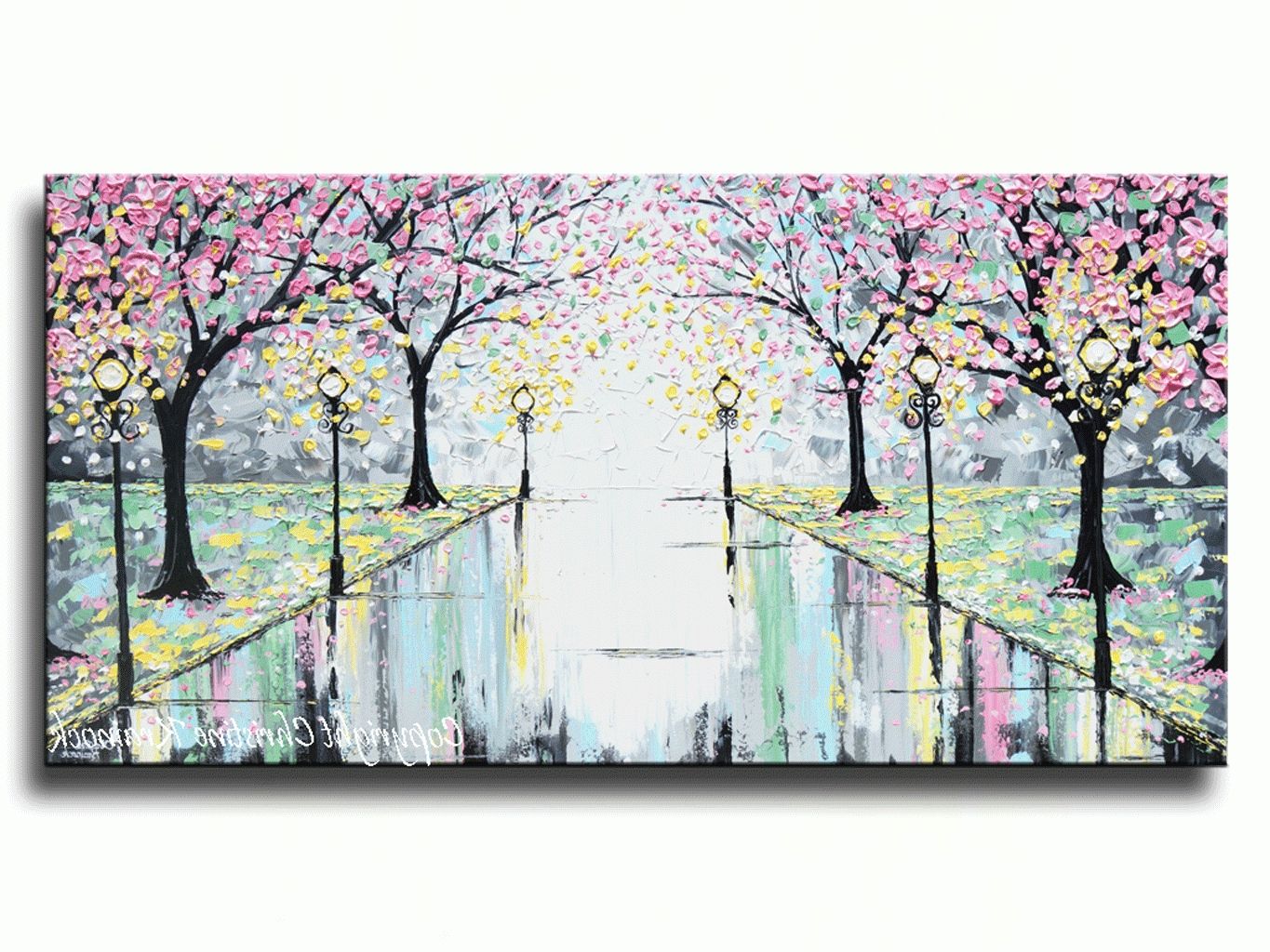 Fashionable Giclee Print Abstract Art Painting Pink Cherry Trees Canvas Prints With Jcpenney Canvas Wall Art (View 4 of 15)