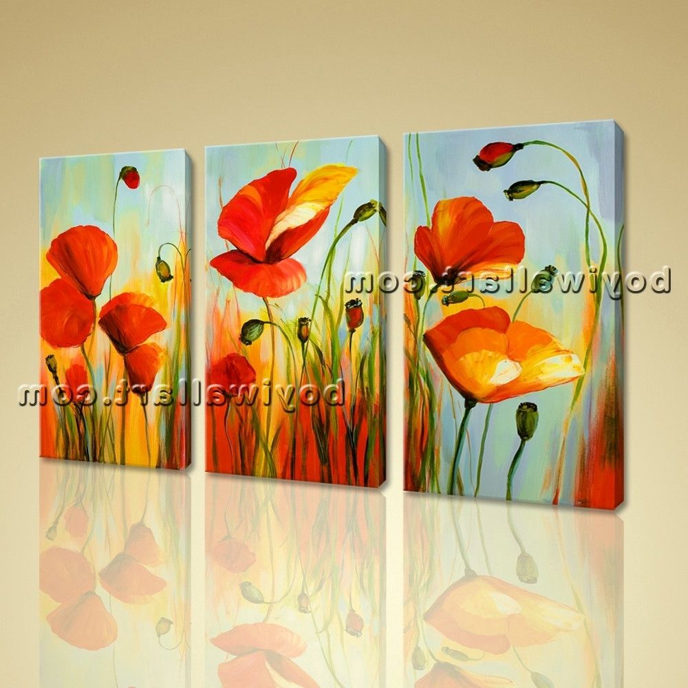 Fashionable Poppies Canvas Wall Art With Regard To Stretched Canvas Prints Abstract Flowers Poppy Wall Art Picture (View 6 of 15)