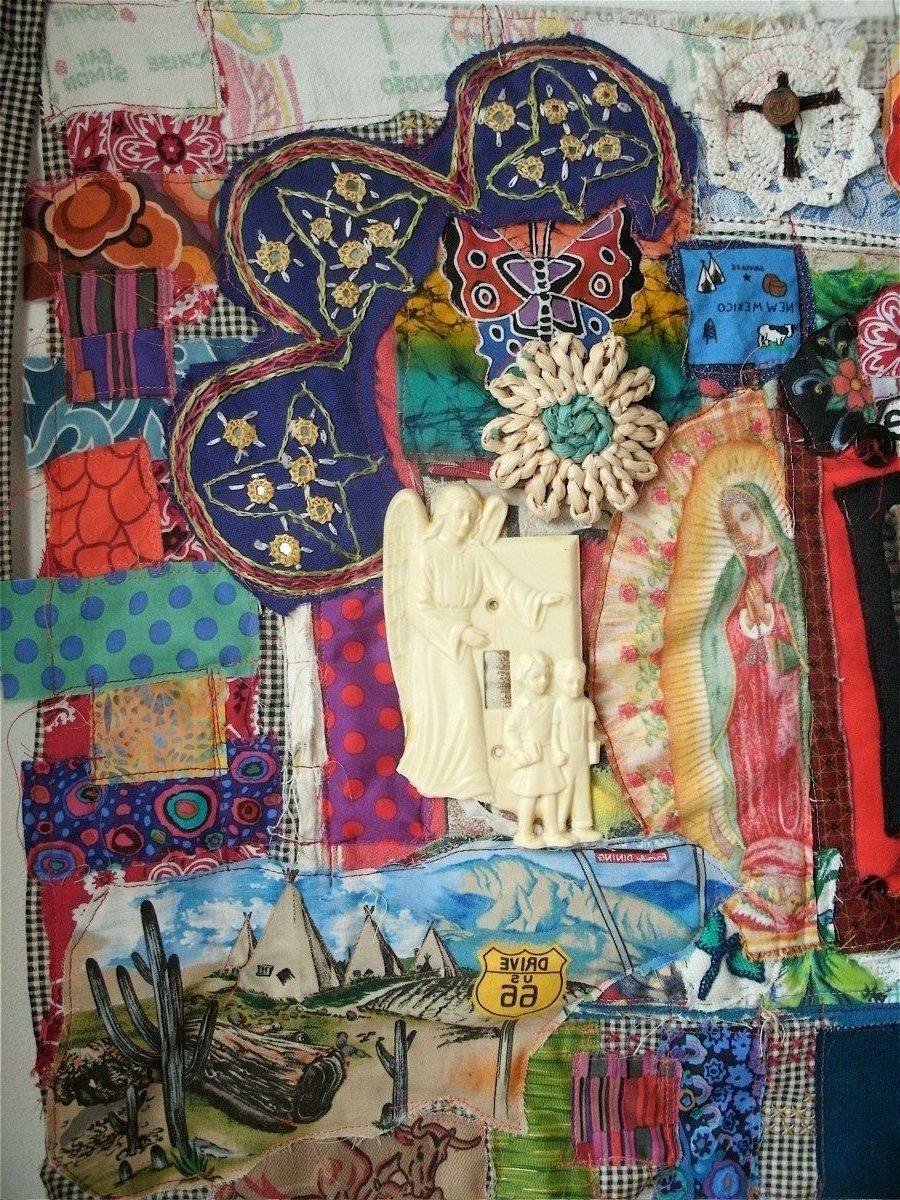 Favorite Fabric Collage Wall Art Intended For Mexican Altar Shrine Folk Art Textile Assemblage Collage (View 6 of 15)