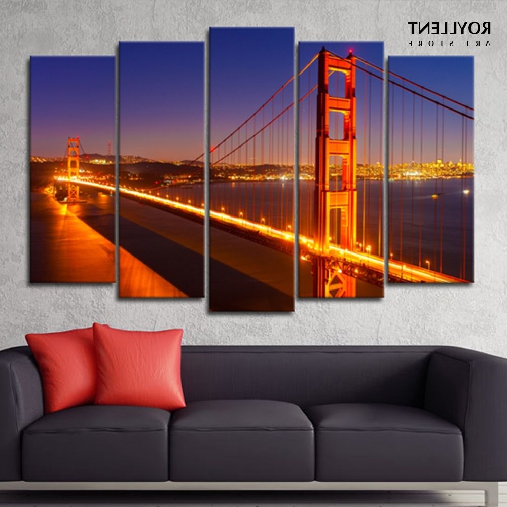 Favorite Golden Gate Bridge Canvas Wall Art In 5 Piece Golden Gate Bridge Picture Painting Canvas Unframed (View 4 of 15)
