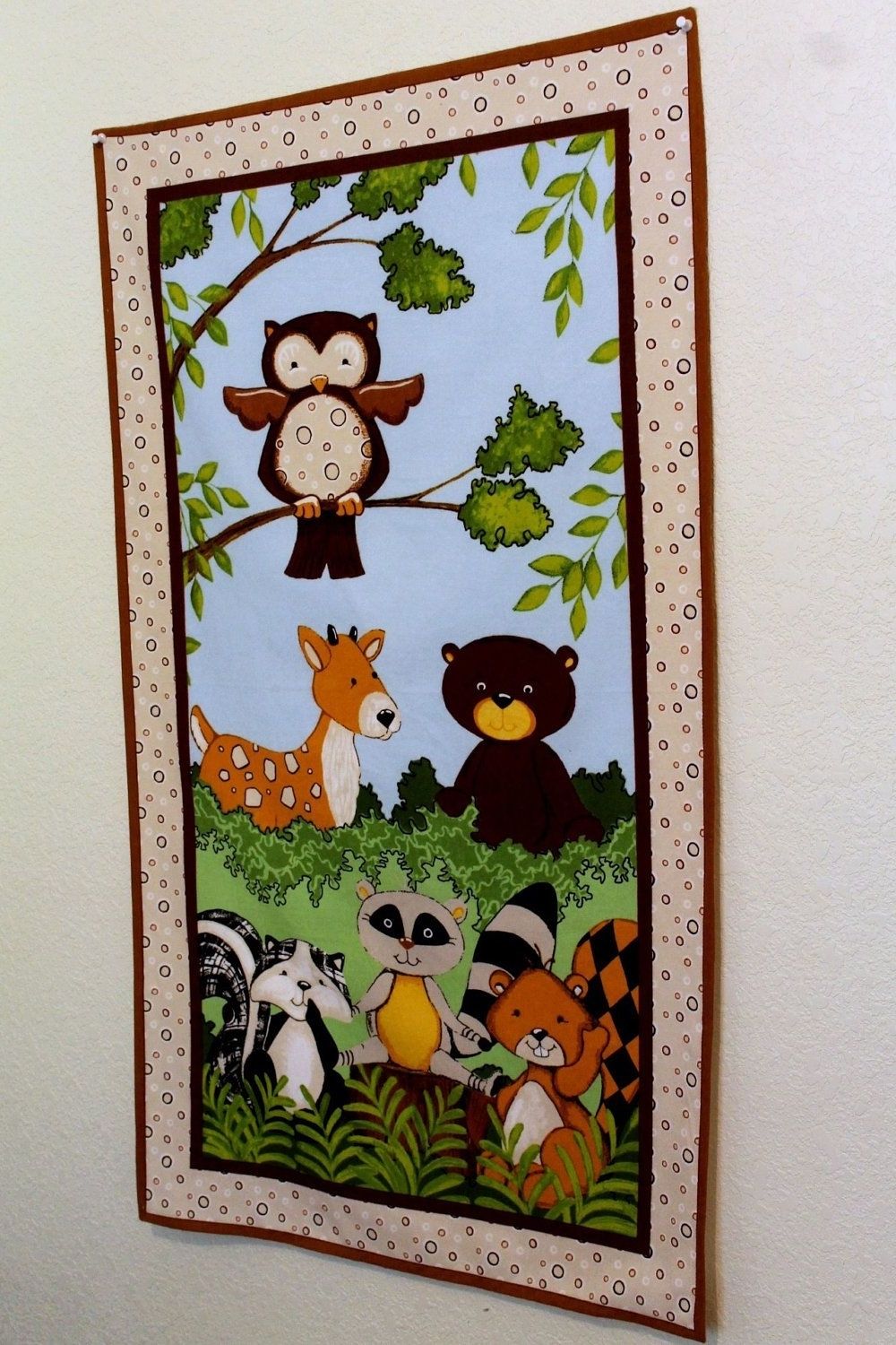 Favorite Wall Decor Woodland Animal Forest Creatures Flannel Fabric Panel Regarding Childrens Fabric Wall Art (View 2 of 15)