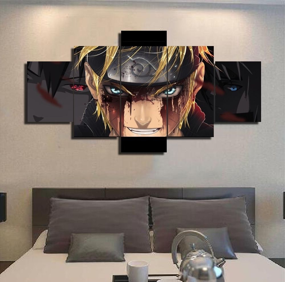 Frame Hd Printed 5 Piece Modular Home Decor Wall Art Naruto Anime Regarding Newest Anime Canvas Wall Art (View 8 of 15)
