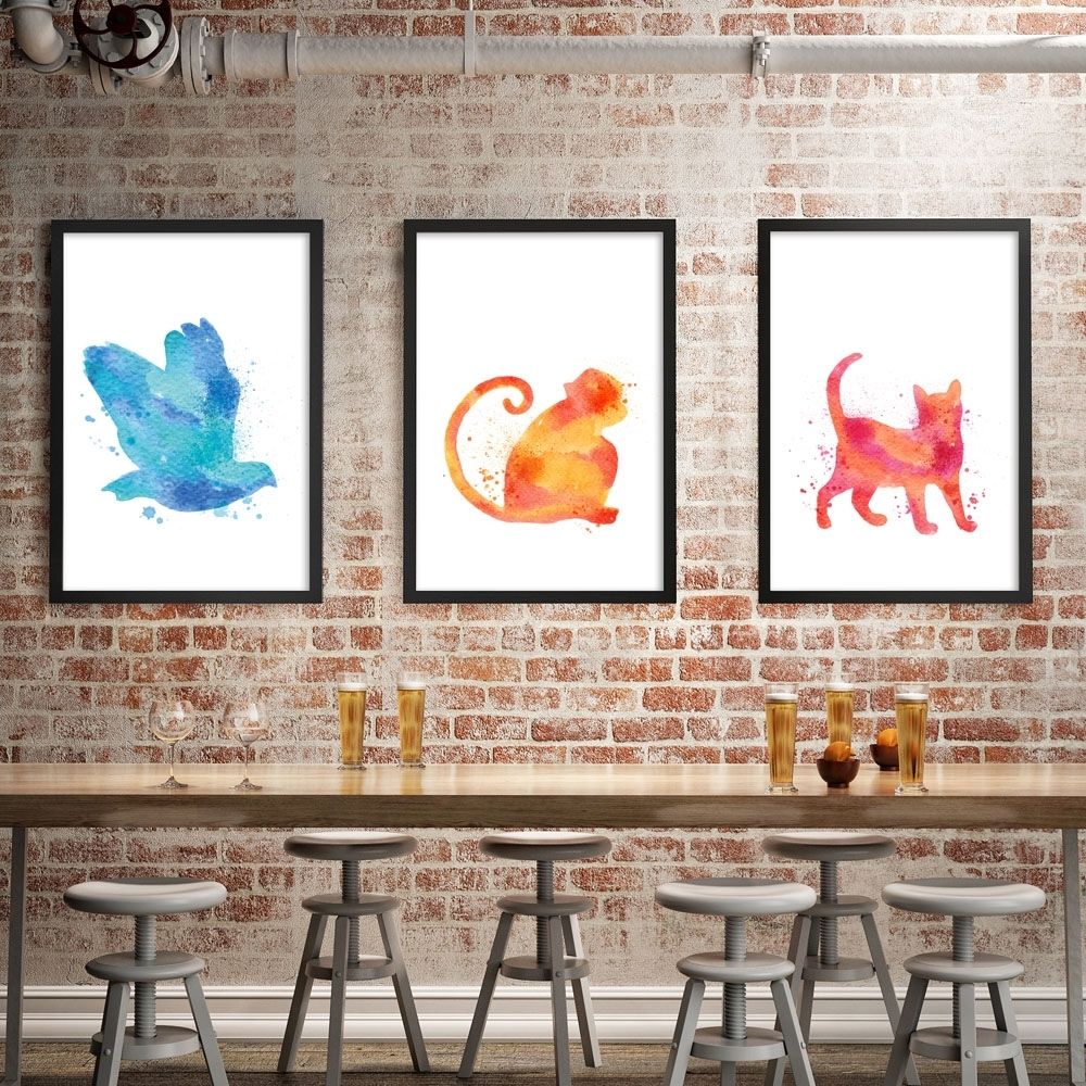 Funky Art Framed Prints Intended For Most Popular Bianche Wall Modern Simple Watercolor Animals A4 Canvas Painting (View 4 of 15)