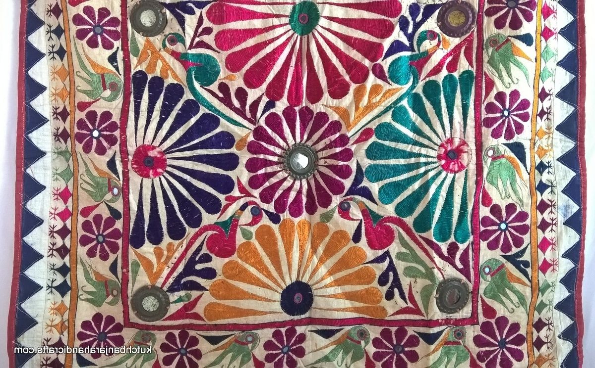 Handmade Textile Wall Art Throughout Well Known Kutchi Tribal Handmade Wall Hanging – Kutch Banjara Handicrafts (View 2 of 15)