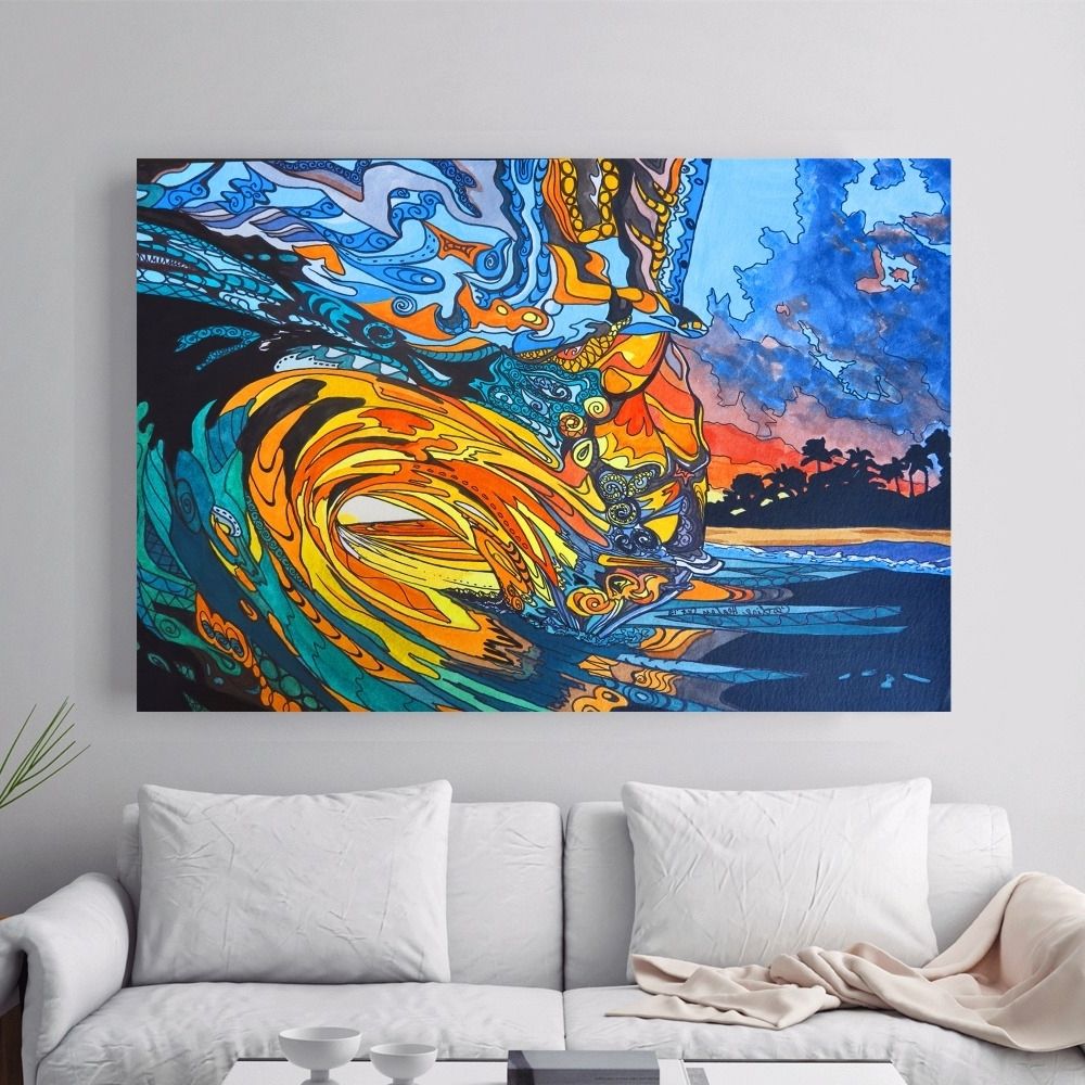 Hawaii Canvas Wall Art Throughout Most Recently Released Abstract Hawaii Surf Artwork Canvas Art Print Painting Poster Wall (View 8 of 15)