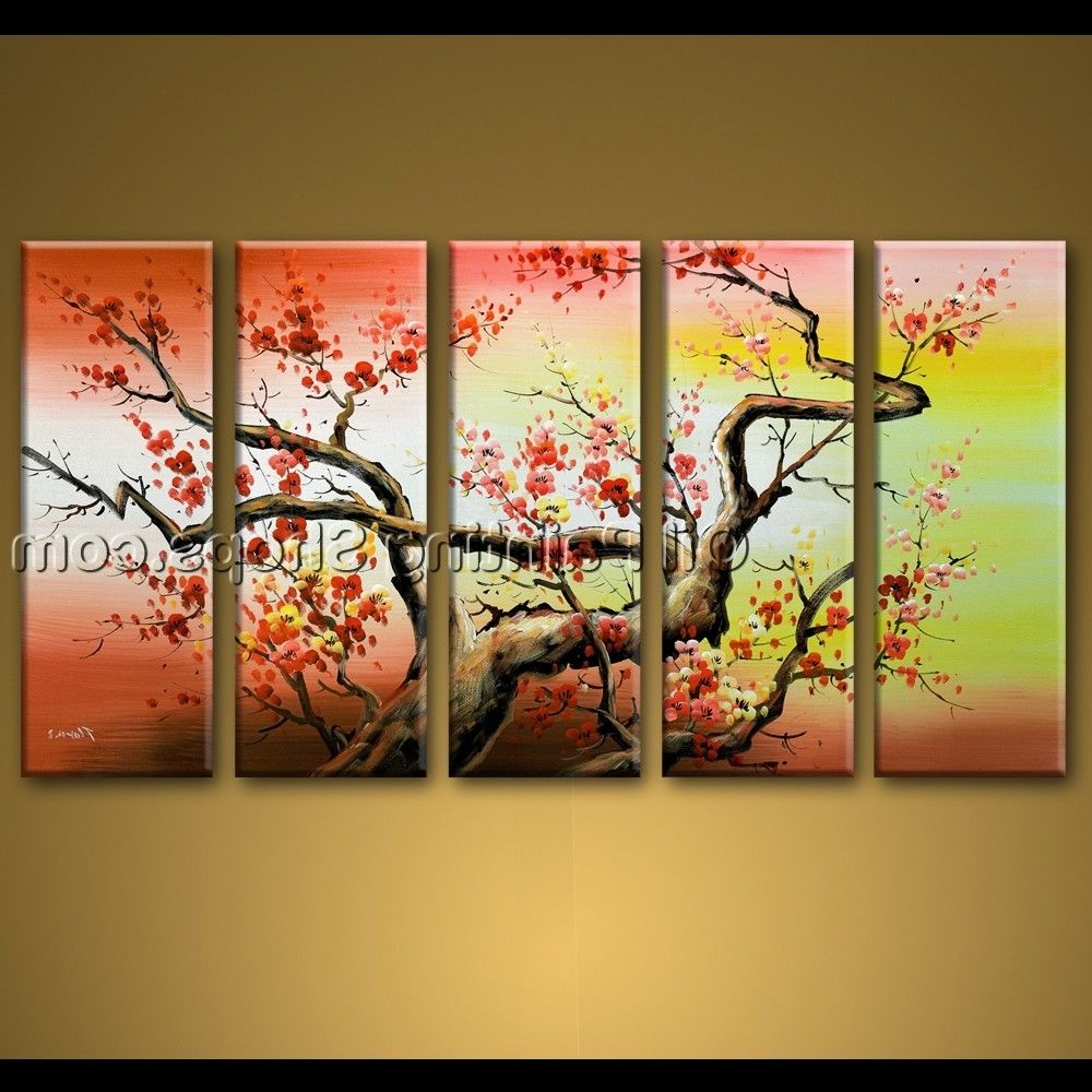 Large Wall Art Hand Painted Abstract Floral Oil Painting Canvas For Trendy Hand Painted Canvas Wall Art (View 9 of 15)