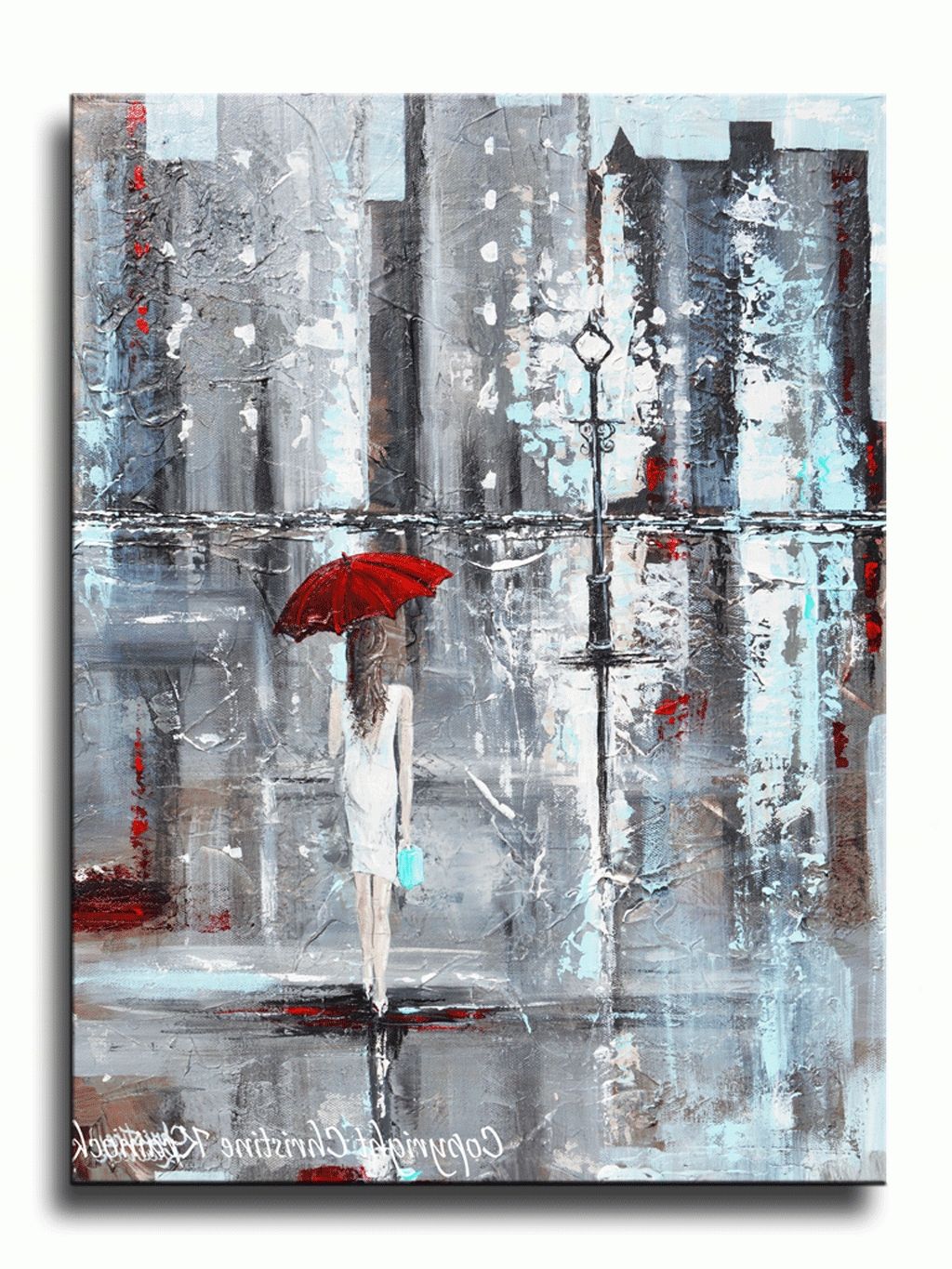 Latest Port Elizabeth Canvas Wall Art With Giclee Print Art Abstract Painting Girl Red Umbrella City Modern (View 1 of 15)