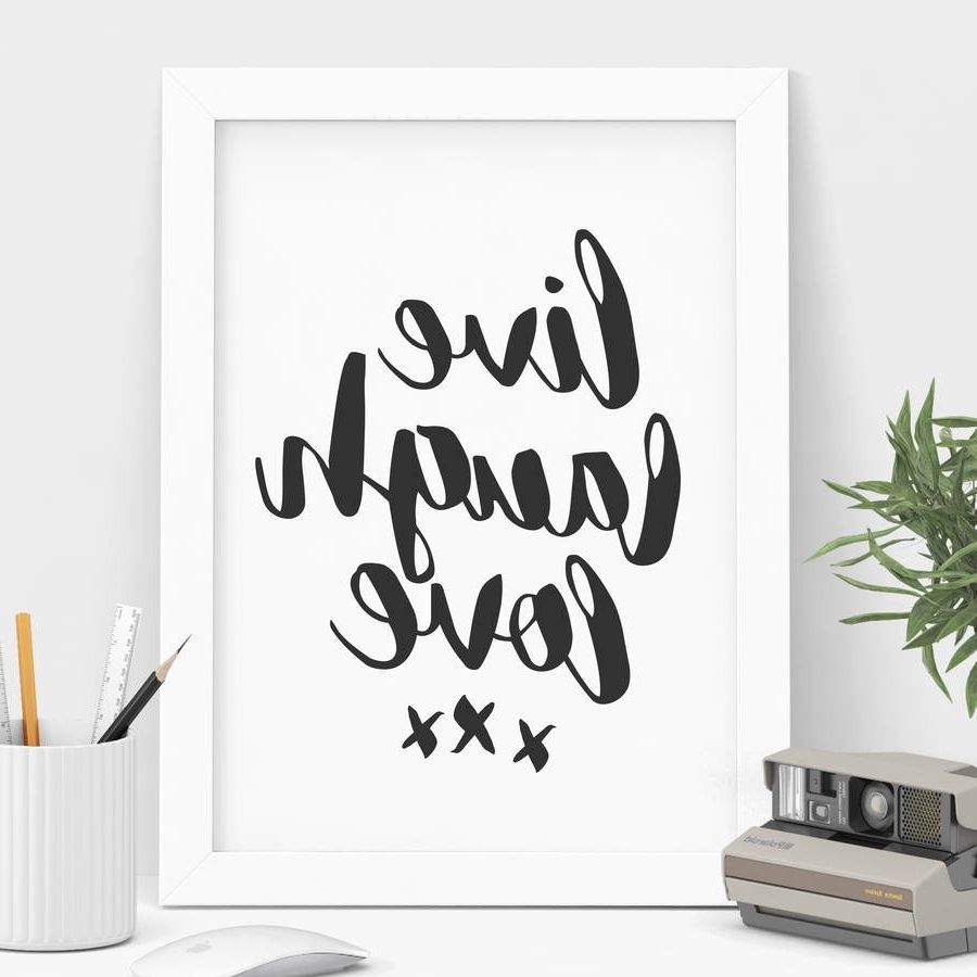 Live Laugh Love Canvas Wall Art Regarding Favorite Live Laugh Love' Black And White Typography Printthe Motivated (View 6 of 15)
