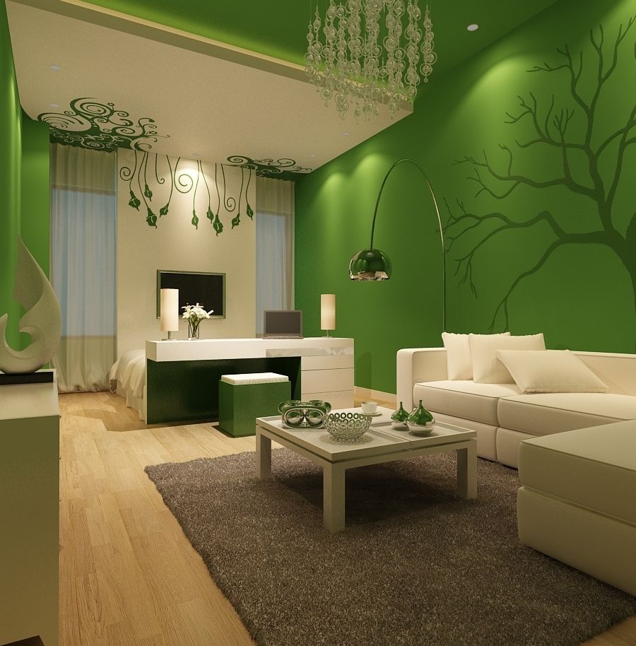 Living Room : Astounding Green Paint Walls Living Room With Black Within Newest Green Room Wall Accents (View 5 of 15)