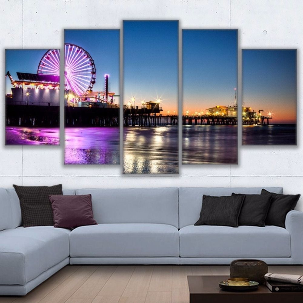 Los Angeles Canvas Wall Art Within Most Current Canvas Wall Art Pictures Home Decor Living Room 5 Pieces Los (View 13 of 15)