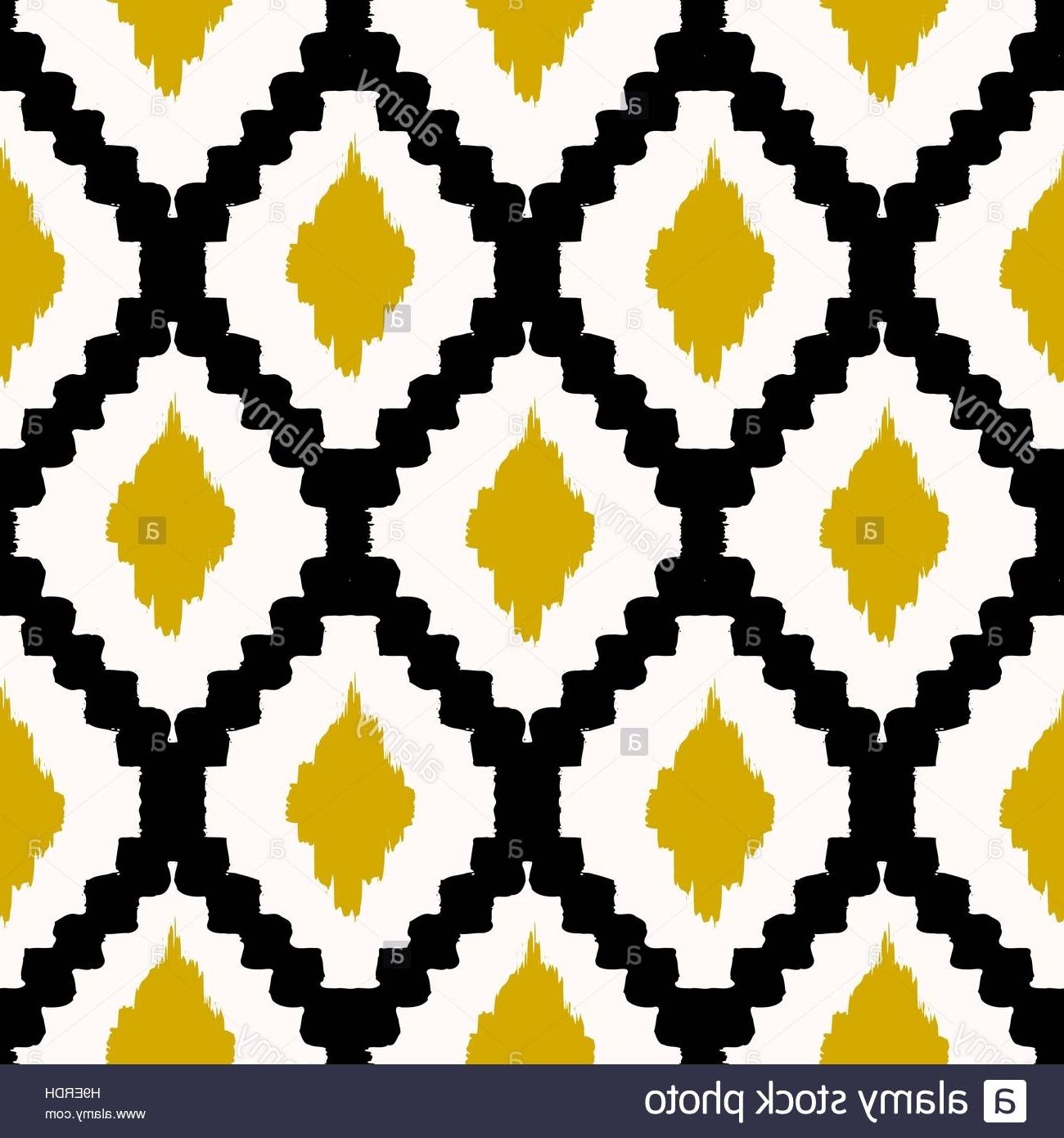 Modern Textile Wall Art Regarding Current Hand Drawn Seamless Tribal Pattern In Black, Yellow And Cream (View 10 of 15)